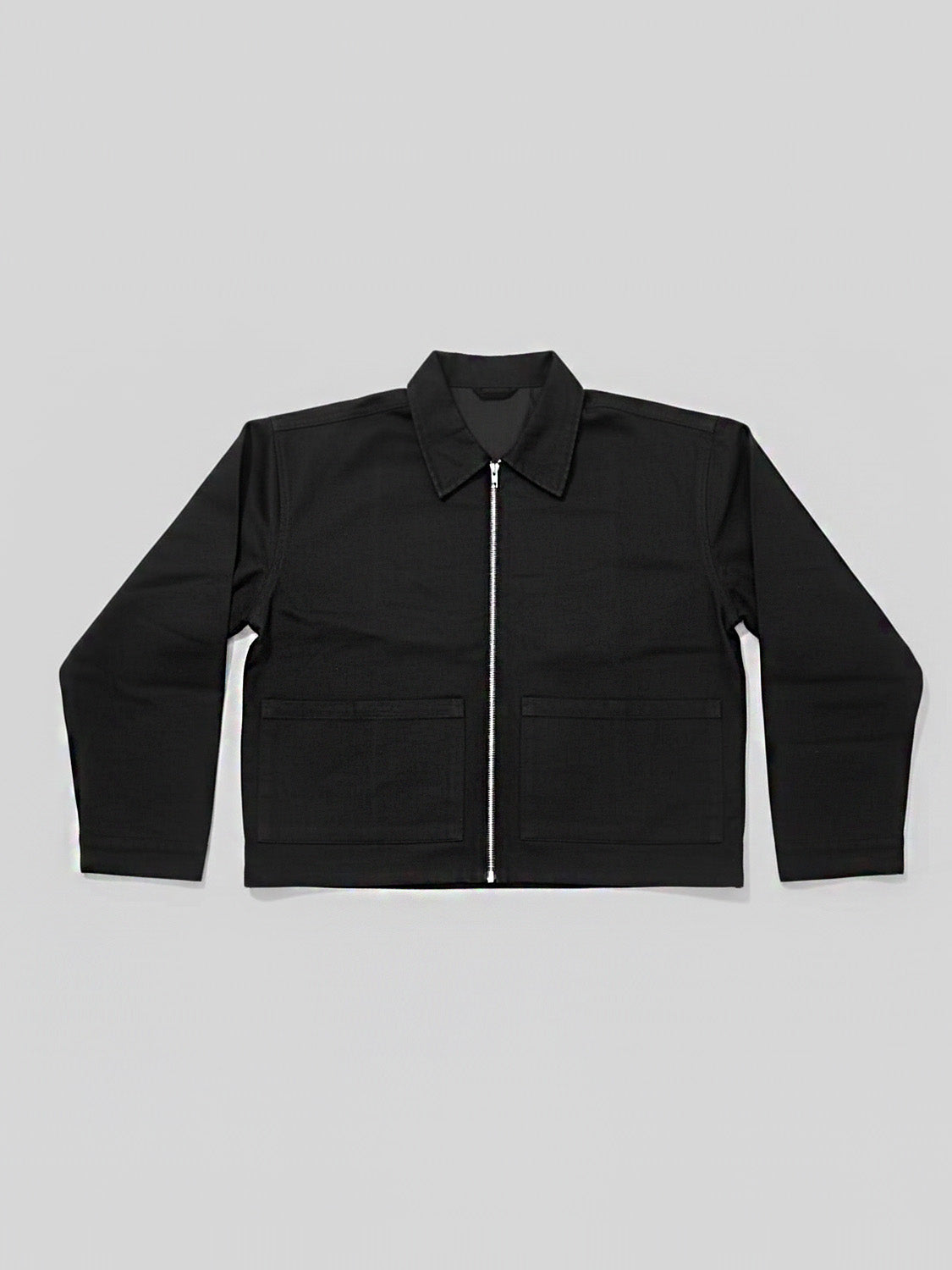 Black Denim Utility YKK Zipper Jacket