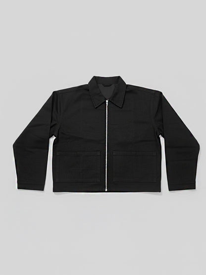 Black Denim Utility YKK Zipper Jacket