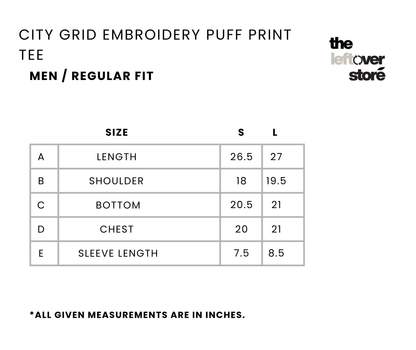 City Grid Embroidery Puff Print Tee