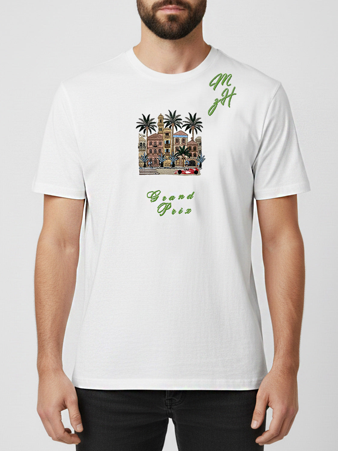 City Grid Embroidery Puff Print Tee