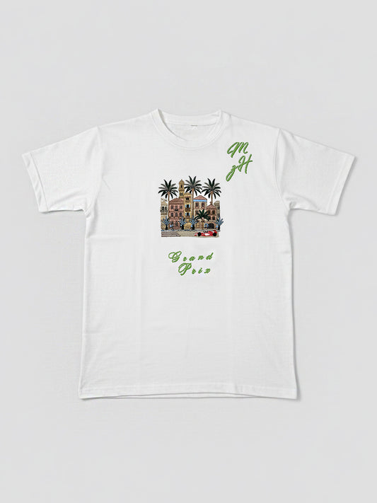 City Grid Embroidery Puff Print Tee