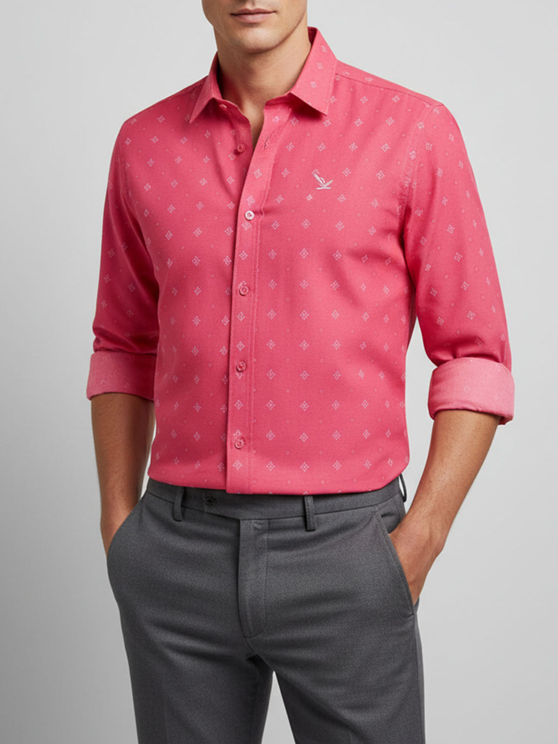 Coral Diamante Printed Shirt