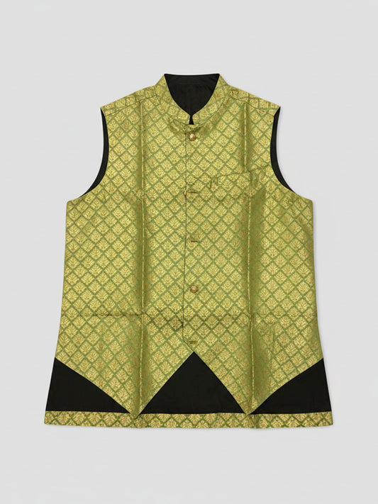 Gold Lattice Printed Waistcoat