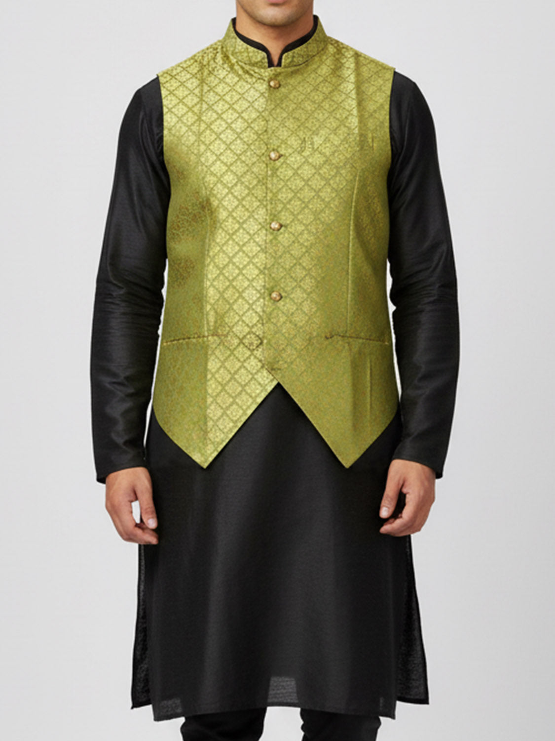 Gold Lattice Printed Waistcoat