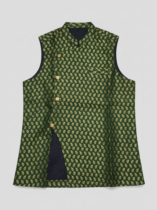 Green Leaf Printed Waistcoat