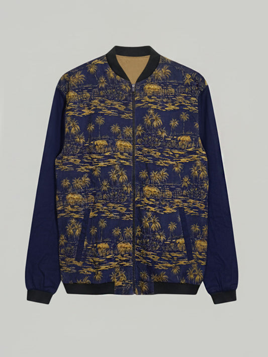 Navy Tropical Bomber Jacket