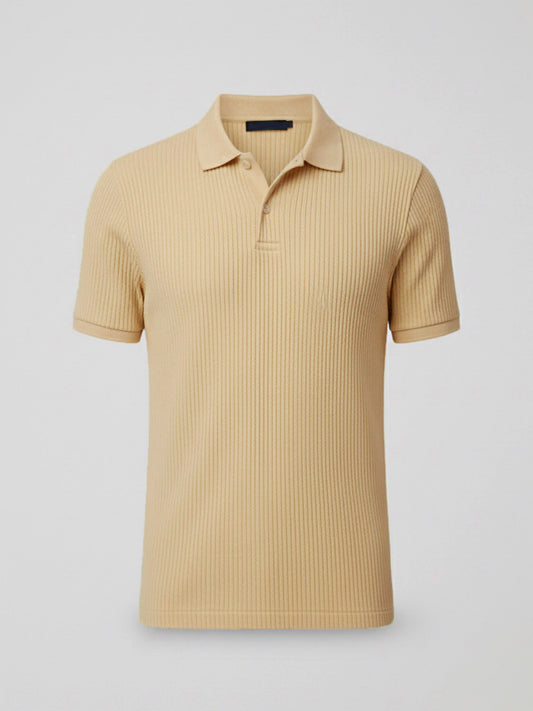 Oatmeal Ribbed Polo Tee