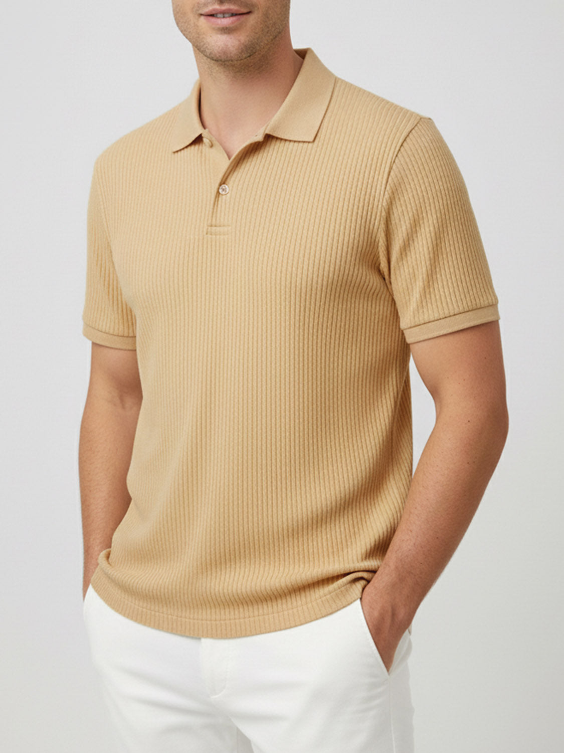 Oatmeal Ribbed Polo Tee