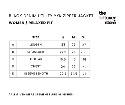 Black Denim Utility YKK Zipper Jacket