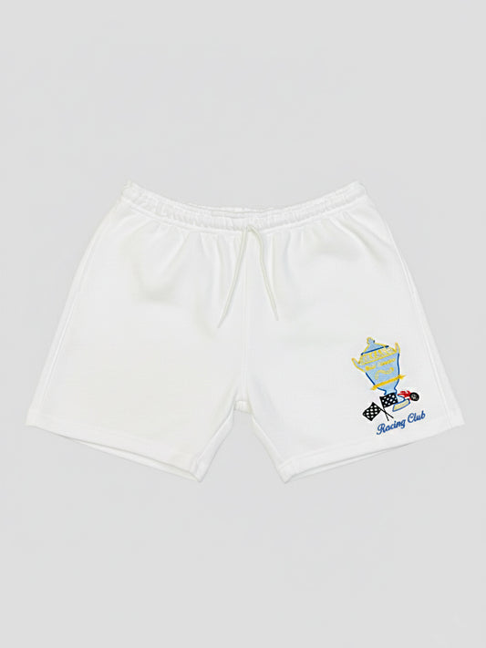White Winners Embroidered Shorts