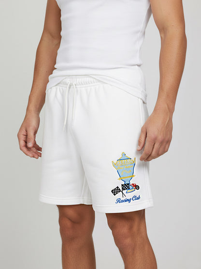 White Winners Embroidered Shorts