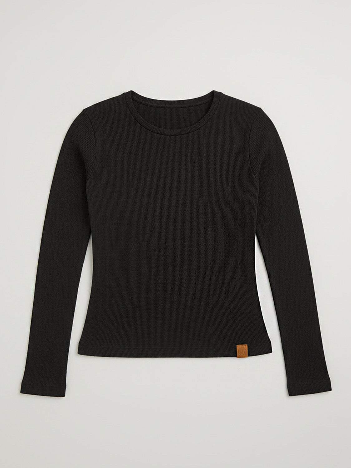 Black Ribbed Full Sleeve Top