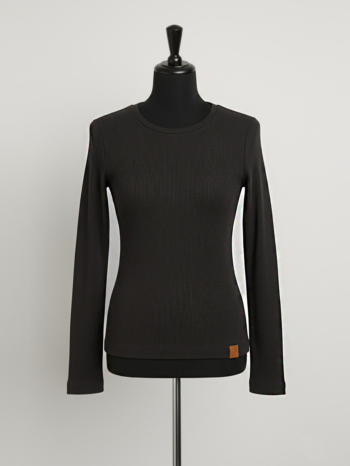 Black Ribbed Full Sleeve Top
