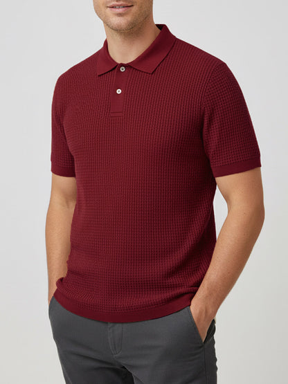 Brick Red Waffle Polo Tee