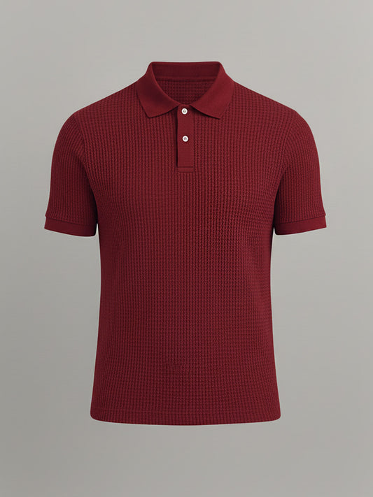 Brick Red Waffle Polo Tee